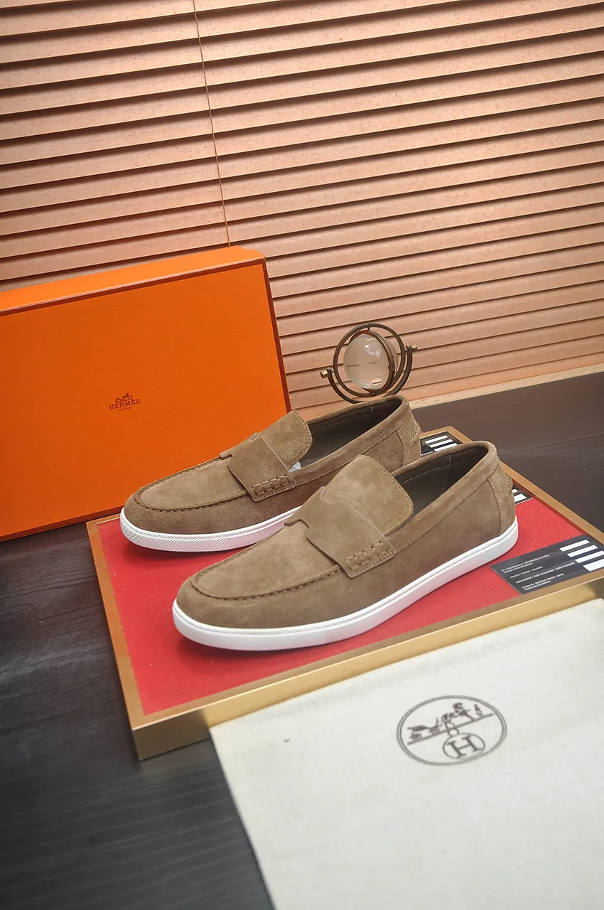 Men's Men's Shoes💰560💶[[HERMES]] (High-end Niuli) New 🍀 HERMES - top version of Hermès classic casual leather shoes! Made of imported original cowhide, the inner top layer is comfortable cowhide lining! Original wear-resistant rubber outsole! High quality products! Code number 39-45 (45 customized)